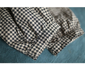 Áo sơ mi linen caro dài tay - NU4413