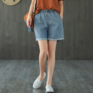 Quần sooc denim gấu gấp hai khuy cài - NU4053