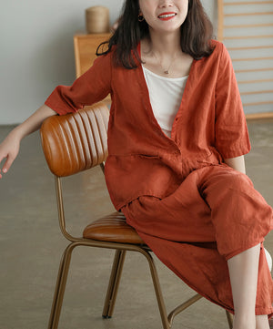 Quần baggy linen lưng thun túi tròn - NU5589