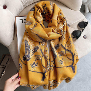 Khăn quàng cashmere hoa văn thiên nhiên - NU7800
