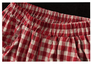Quần baggy linen lưng thun kẻ sọc caro ống túm - NU7111