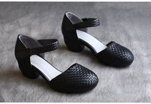 Giày da retro velcro kiểu dệt tay - NU5205