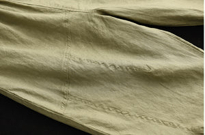 Quần baggy linen lưng thun kiểu đai đính khuy - NU7335