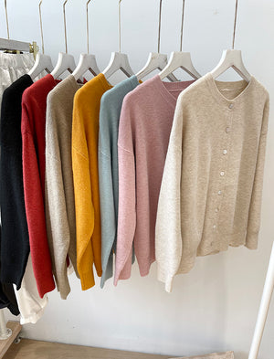 Áo khoác cardigan len dệt kim dài tay cổ tròn - NU7818
