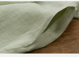 Đầm liền linen ngắn tay cổ đứng thêu chim én và nhành hoa - NU7574