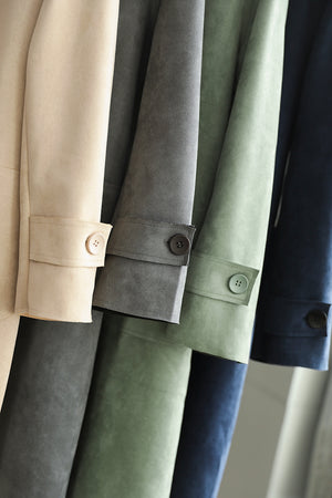 Áo khoác trench coat da lộn dài tay - NU7937