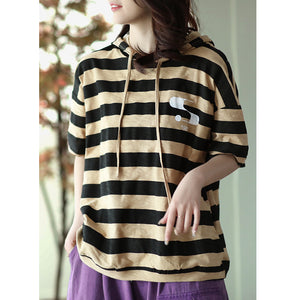 Áo hoodies ngắn tay kẻ sọc in ngôi sao - NU8441