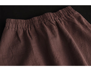 Chân váy linen retro hai túi ngang xếp ly - NU8520