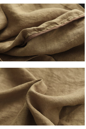 Đầm liền linen ngắn tay cổ tròn in bức tranh tĩnh vật - NU8668