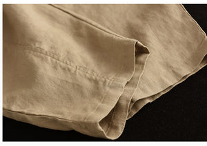 Quần baggy linen lưng thun ba túi thêu hoa lá - NU6815