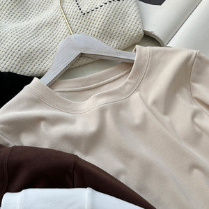 Áo T-shirt dài tay cổ tròn một màu - NU8173