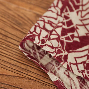 Áo sơ mi linen dài tay cổ pipi xếp ly hoa văn trừu tượng - NU6727