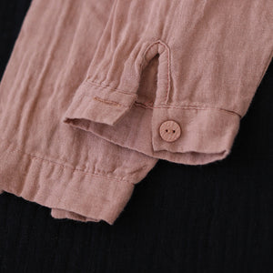 Áo sơ mi linen dài tay cổ pipi khuy chéo - NU8140