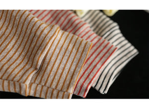 Áo T-shirt dài tay cổ tròn kẻ sọc nhỏ - NU7696