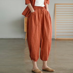 Quần baggy linen lưng thun túi tròn - NU5589