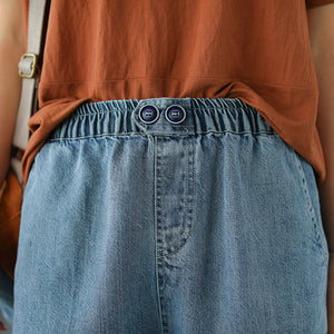Quần sooc denim gấu gấp hai khuy cài - NU4053