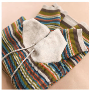 Áo hoodies len dệt kim dài tay kẻ sọc sắc màu - NU8120