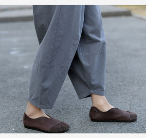 Quần baggy linen lưng thun ống rộng hai túi chéo - NU6743