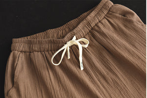 Quần baggy linen lưng thun dây rút hai túi chéo - NU7026