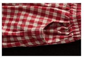 Quần baggy linen lưng thun kẻ sọc caro ống túm - NU7111