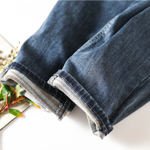 Quần baggy denim ống suông hai túi chéo retro - NU6440
