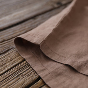 Áo sơ mi linen ngắn tay cổ pipi khuy tròn màu sắc - NU5682
