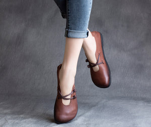 Giày da retro dây chéo đế đơn - NU4275
