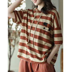 Áo hoodies ngắn tay kẻ sọc in ngôi sao - NU8441