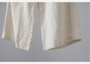Quần baggy linen lưng cao thêu hoa văn ống rộng - NU8413