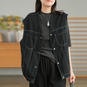 Áo khoác denim gile sát nách - NU7597