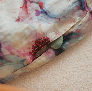 Đầm liền linen hai dây cổ V in hoa lá - NU7071