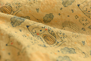 Áo sơ mi linen ngắn tay cổ đức in những chú cú ngộ nghĩnh - NU7066