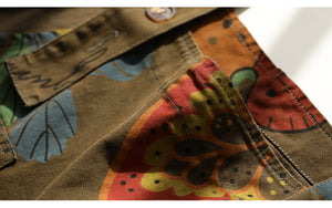 Quần baggy yếm retro in lá màu sắc - NU6625