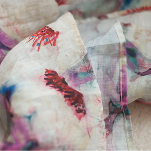 Đầm liền linen hai dây cổ V in hoa lá - NU7071