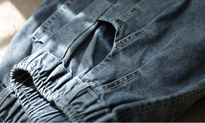Quần baggy denim một màu lưng thun khuy gấu - NU3421 - kamaka.vn - thời trang nhật