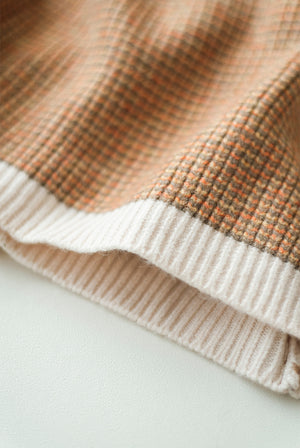 Áo khoác len cardigan dài tay cổ V ba khuy phối màu sắc - NU7783