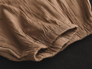 Quần baggy linen lưng thun dây rút hai túi chéo - NU7026
