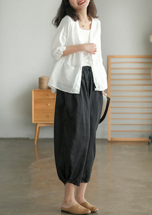 Quần baggy linen lưng thun túi tròn - NU5589