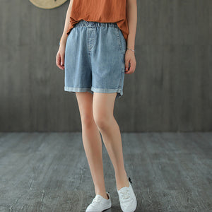 Quần sooc denim gấu gấp hai khuy cài - NU4053