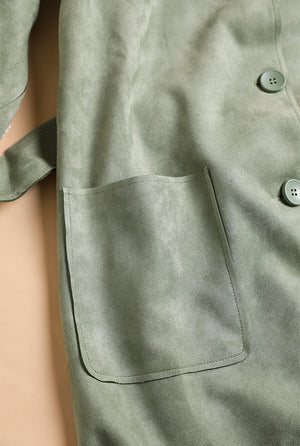 Áo khoác trench coat da lộn dài tay - NU7937