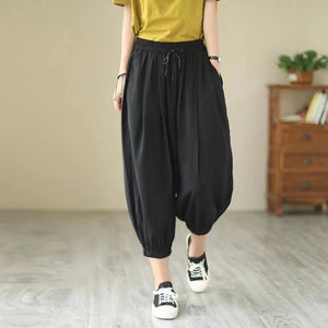 Quần baggy lụa lưng thun dây rút ống túm - NU7224
