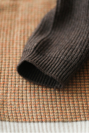 Áo khoác len cardigan dài tay cổ V ba khuy phối màu sắc - NU7783