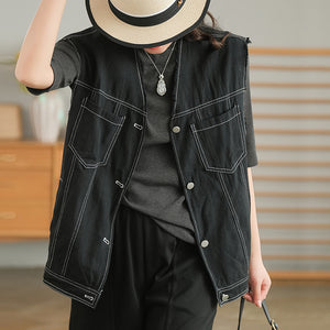 Áo khoác denim gile sát nách - NU7597