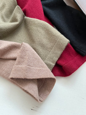 Áo T-shirt dệt kim dài tay phối lệch màu cổ tròn - NU8099
