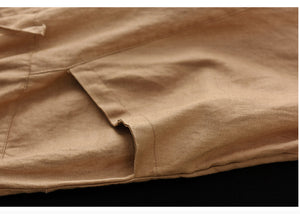 Quần baggy linen lưng thun dây rút ống rộng hai túi chéo - NU6865