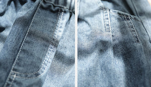 Quần baggy denim một màu lưng thun khuy gấu - NU3421 - kamaka.vn - thời trang nhật