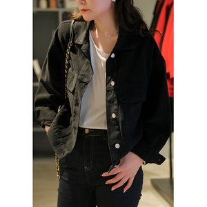 Áo khoác jacket denim dài tay cổ đức hai túi vuông - NU7746