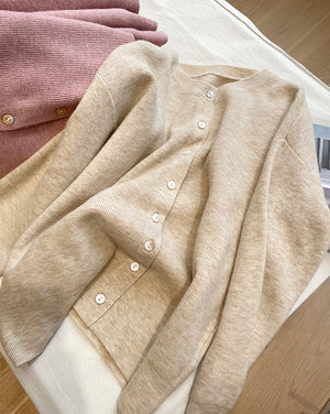 Áo khoác cardigan len dệt kim dài tay cổ tròn - NU7818