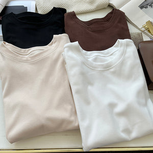 Áo T-shirt dài tay cổ tròn một màu - NU8173