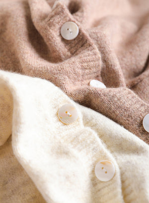 Áo khoác len cardigan dài tay cổ tròn hai túi vuông - NU7836